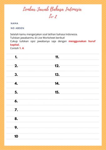 Lembar Jawab Bahasa Indonesia 2