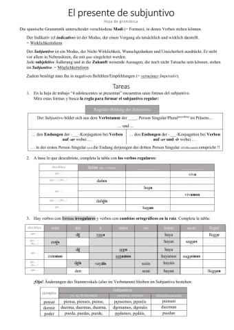 Grammatik: Subjuntivo