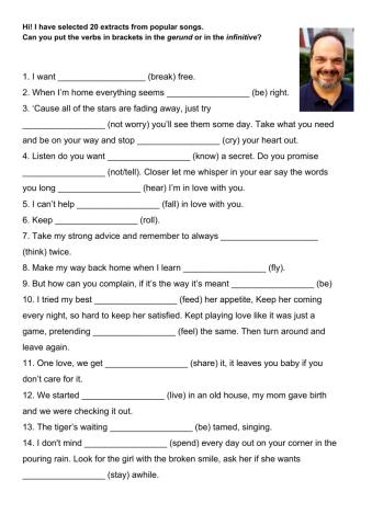 14 Songs - Infinitive x gerund