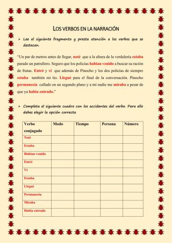 Verbos en la narración