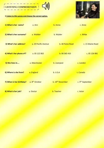 Listening Comprehension - Personal Information
