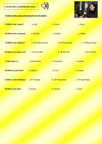 Listening Comprehension - Personal Information