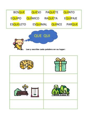 Palabras con QUE QUI
