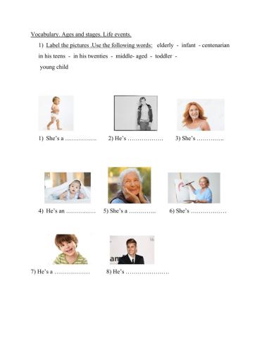 Vocabulary: Ages and stages