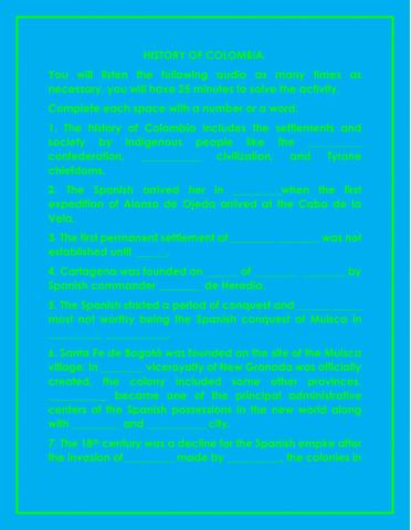 HIstory of Colombia Listening