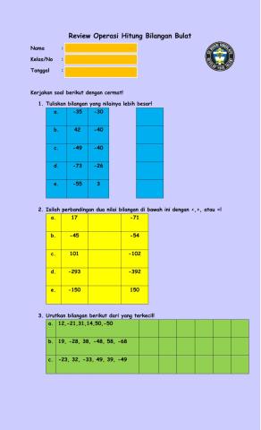 Review Operasi Hitung Bilangan Bulat