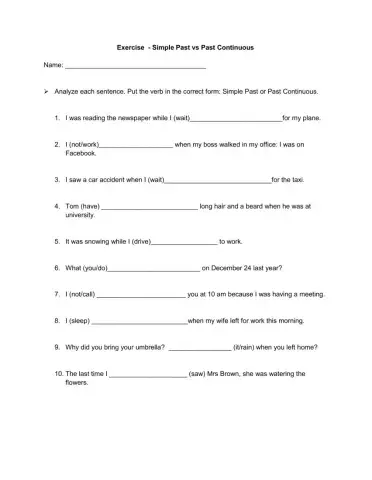 Simple Past vs Past Continuous