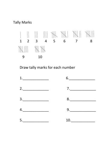 Tally marks to 10
