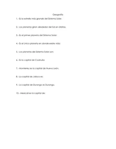 Cuestionario de Geografía