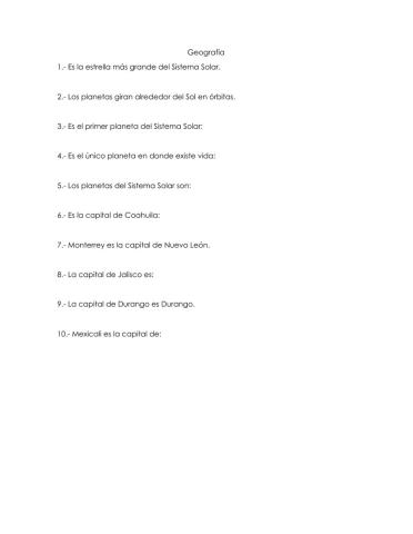 Cuestionario de Geografía