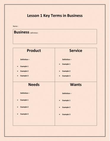 Lesson 1 Key Terms in Business
