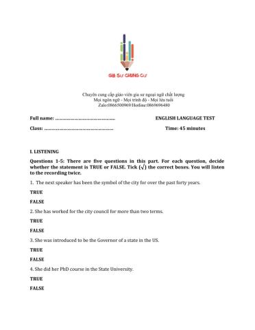 Lớp 10 - Kiểm tra một tiết số 2