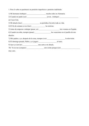 Imperfecto vs Indefinido