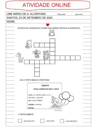 Cruzadinha de animais