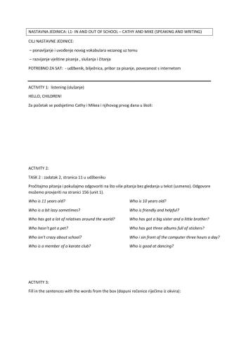 L1: In and out of school - Cathy and Mike