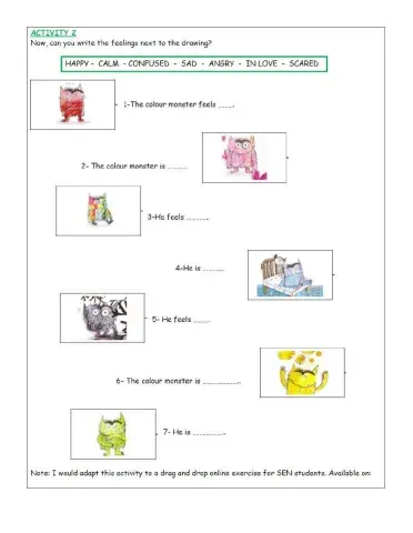 The colour monster feelings