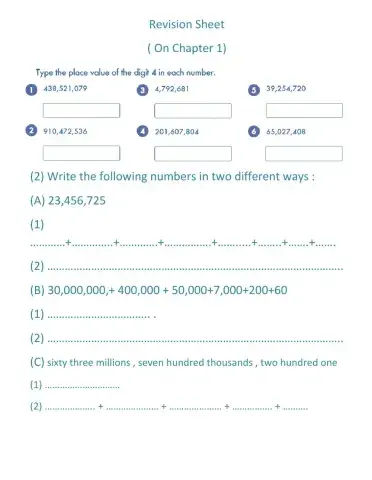 Revision on Chapter 1 (Multiplying Whole Numbers )