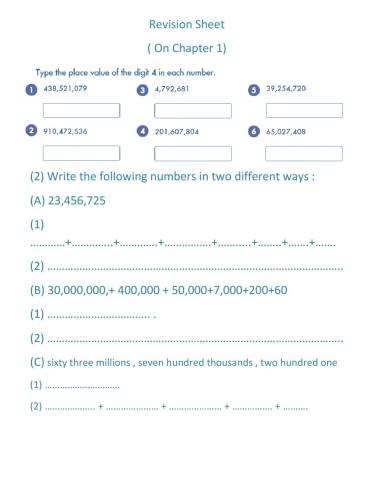 Revision on Chapter 1 (Multiplying Whole Numbers )