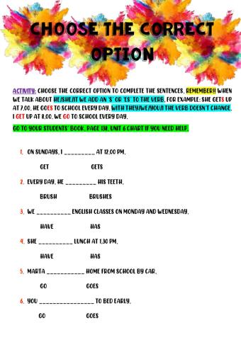 Choose the Correct Option - Present Simple