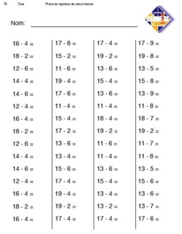 Càlcul mental 2 minuts RESTES 6è