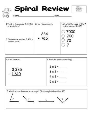 Spiral Review NBT 1.1 Day 1