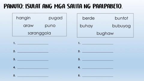 Pag-aalpabeto Grade2