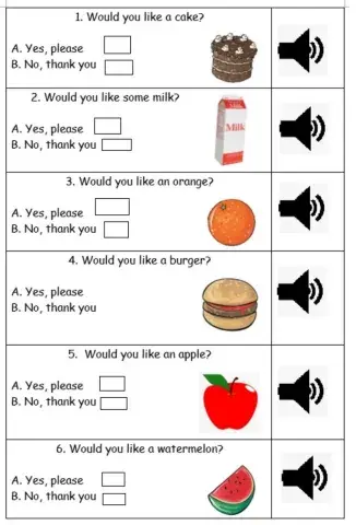 LISTENING ACTIVITY - would you like