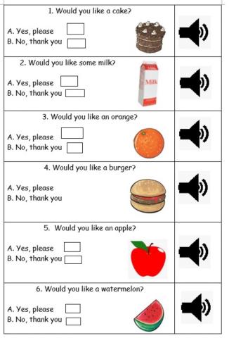 LISTENING ACTIVITY - would you like