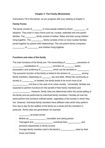The Family worksheet