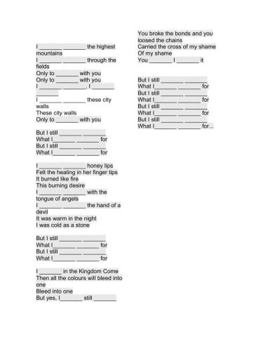 I still haven't found what I'm looking for - Fill in the blanks