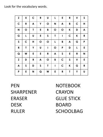 Unit 1 1st grade word search