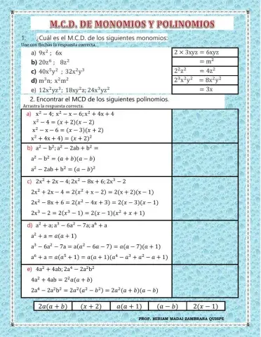 MCD de monomios y polinomios