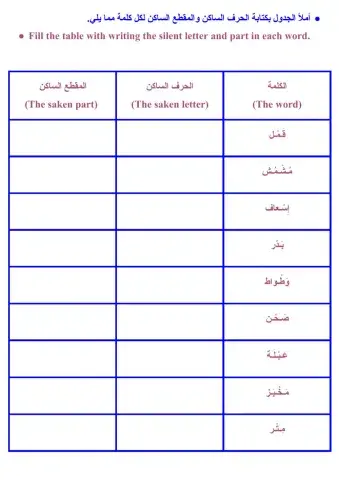 الحرف والمقطع الساكن