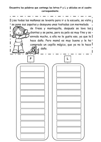 PALABRAS CON P y L