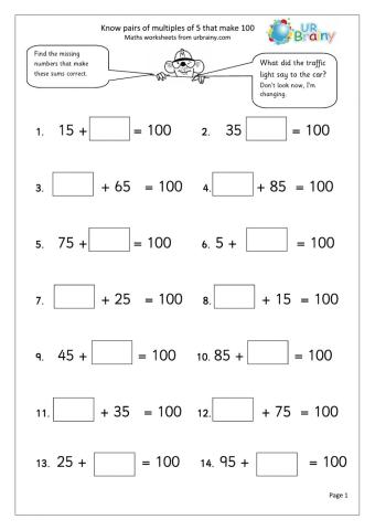Multiplesof 5 that make 100