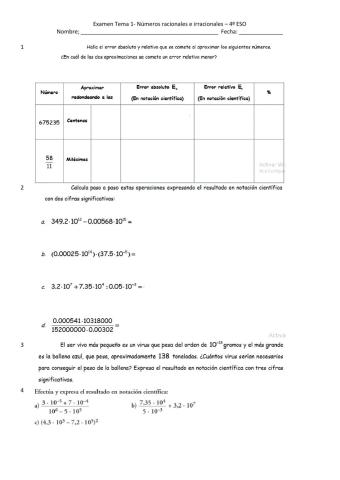 Tema 1.- Números racionales e irracionales 4º ESO