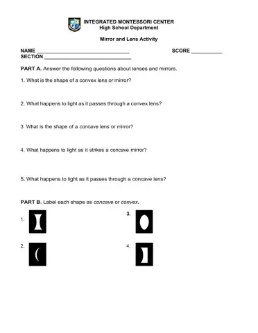 Mirror and Lens Activity
