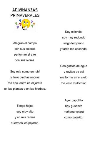 Adivinanzas primaverales