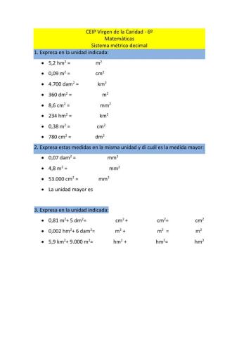 Sistema métrico decimal: metro cuadrado