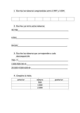 Numeración 3º de Primaria. 1