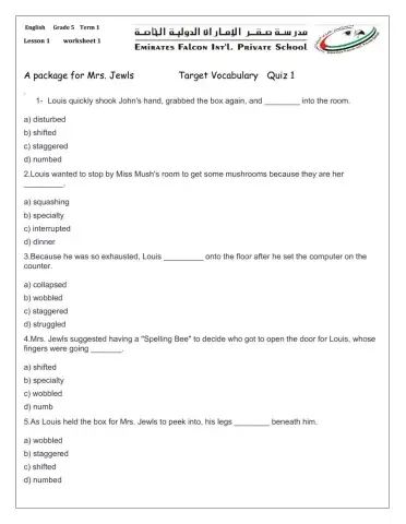 L.1 A package for Mrs. Jewls Vocab 1