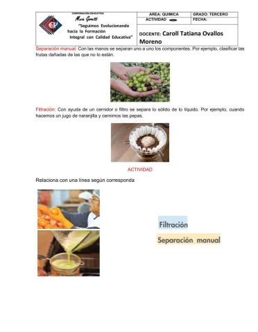 Separación manual y filtración