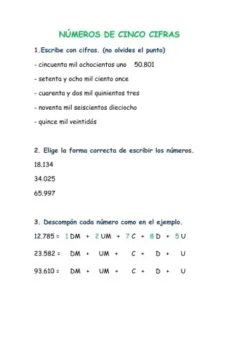 Números de cinco cifras