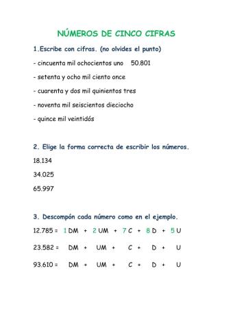 Números de cinco cifras
