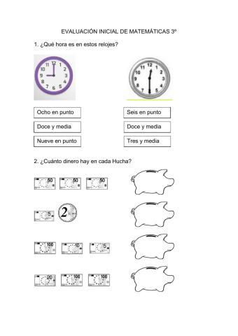 Evaluación inicial matemáticas