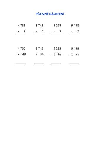 Písemné násobení