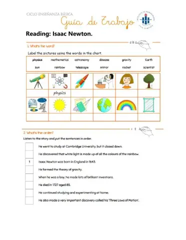 Isaac Newton Worksheet