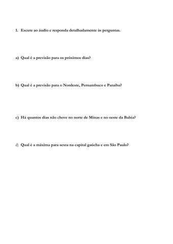 PRESENTE - FUTURO IMEDIATO - PREVISÃO DO TEMPO - ÁUDIO