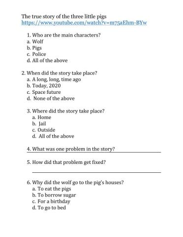 The true story of the Three Little Pigs Key details