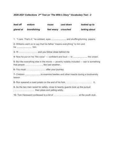 The wife's story vocabulary test 2